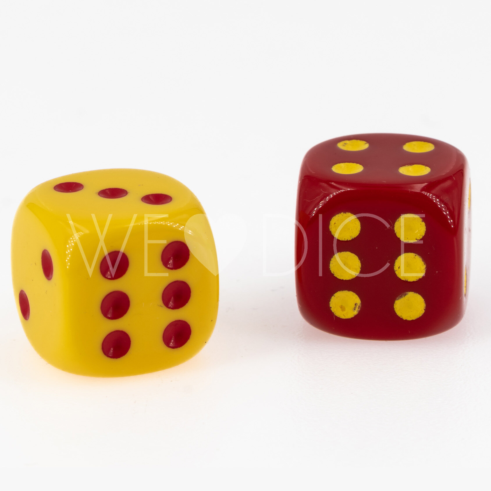 16mm Würfel in Rot und Gelb 