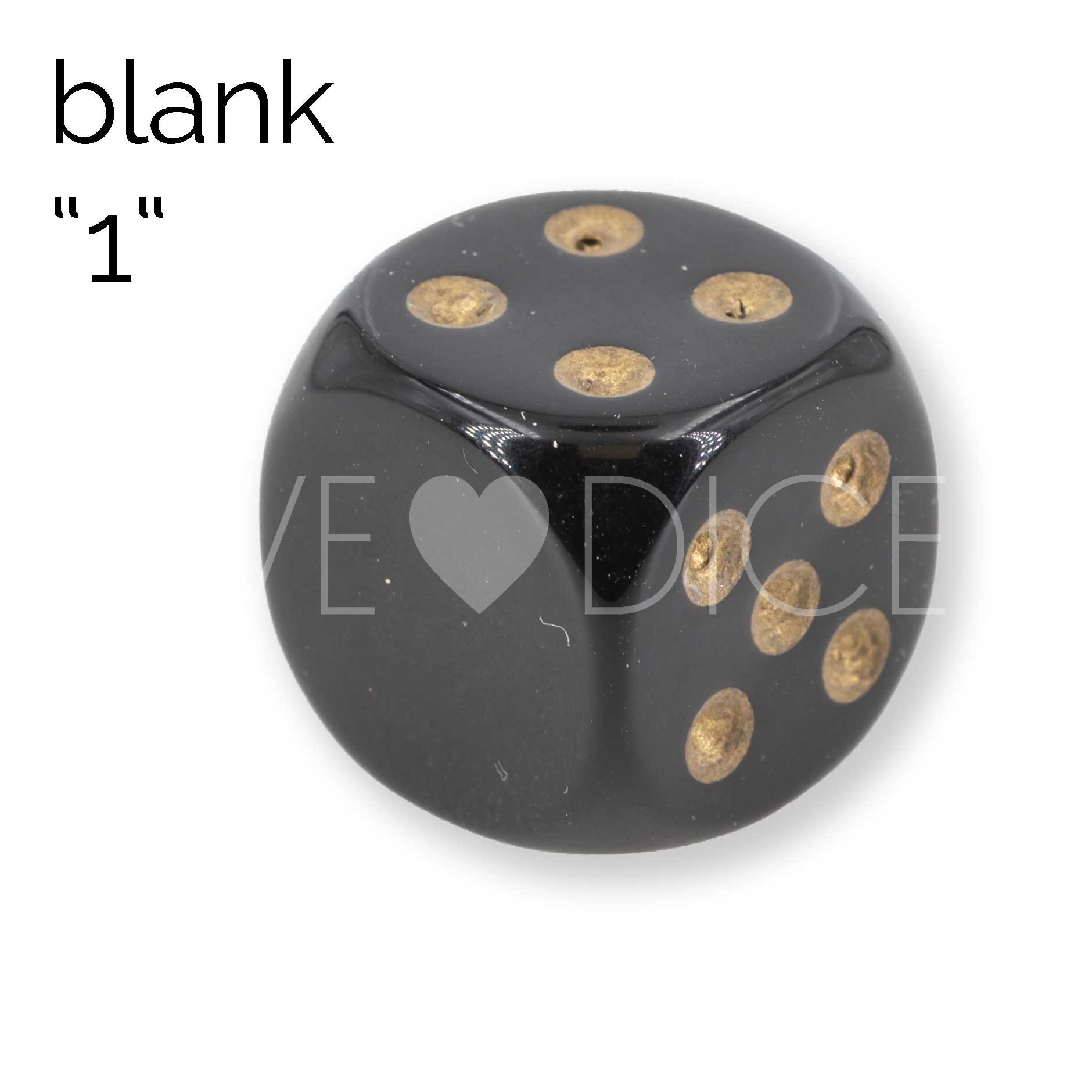 16mm Würfel in schwarz / gold Satt ohne "1"