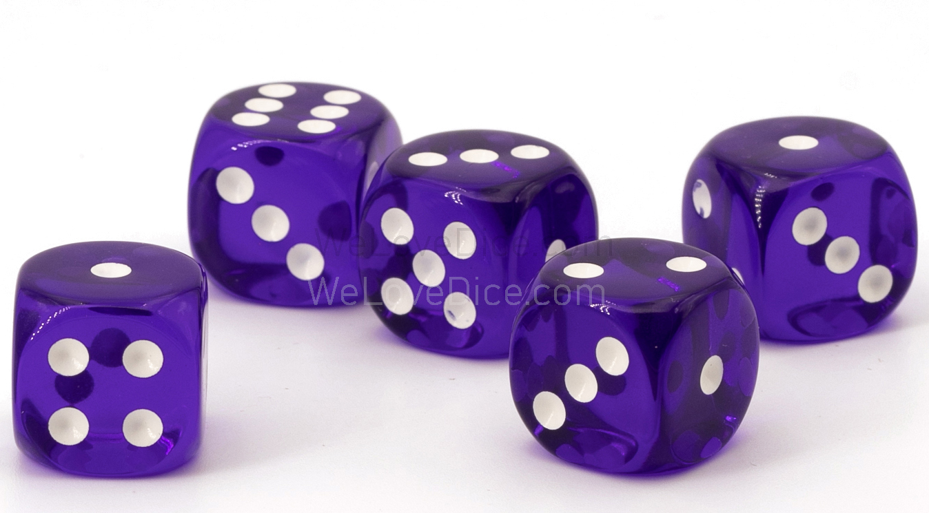 10mm Würfel in lila / weiß Transparent