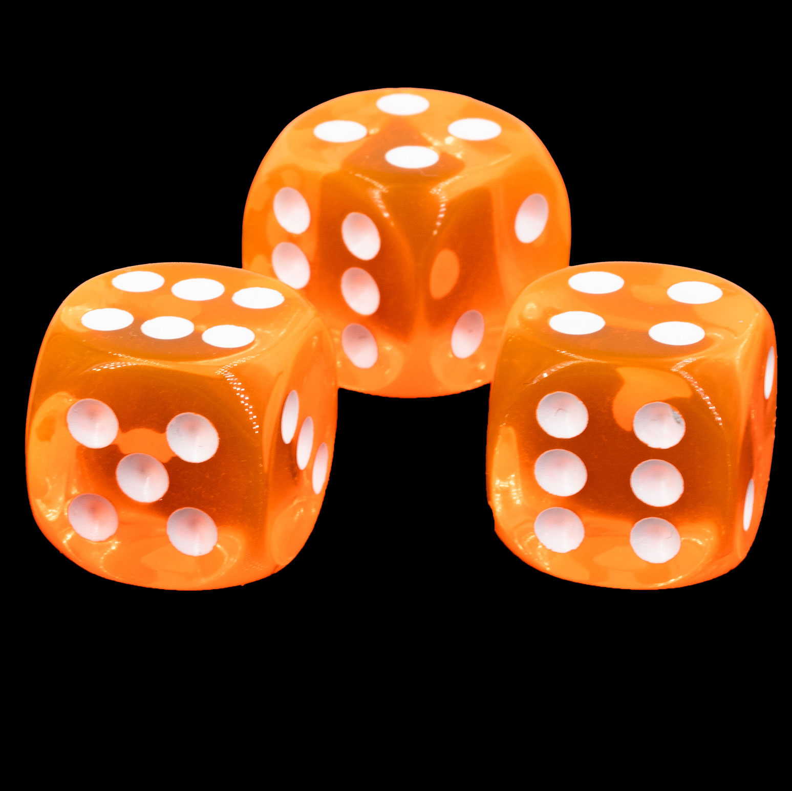 12mm Würfel in neon orange / weiß Transparent