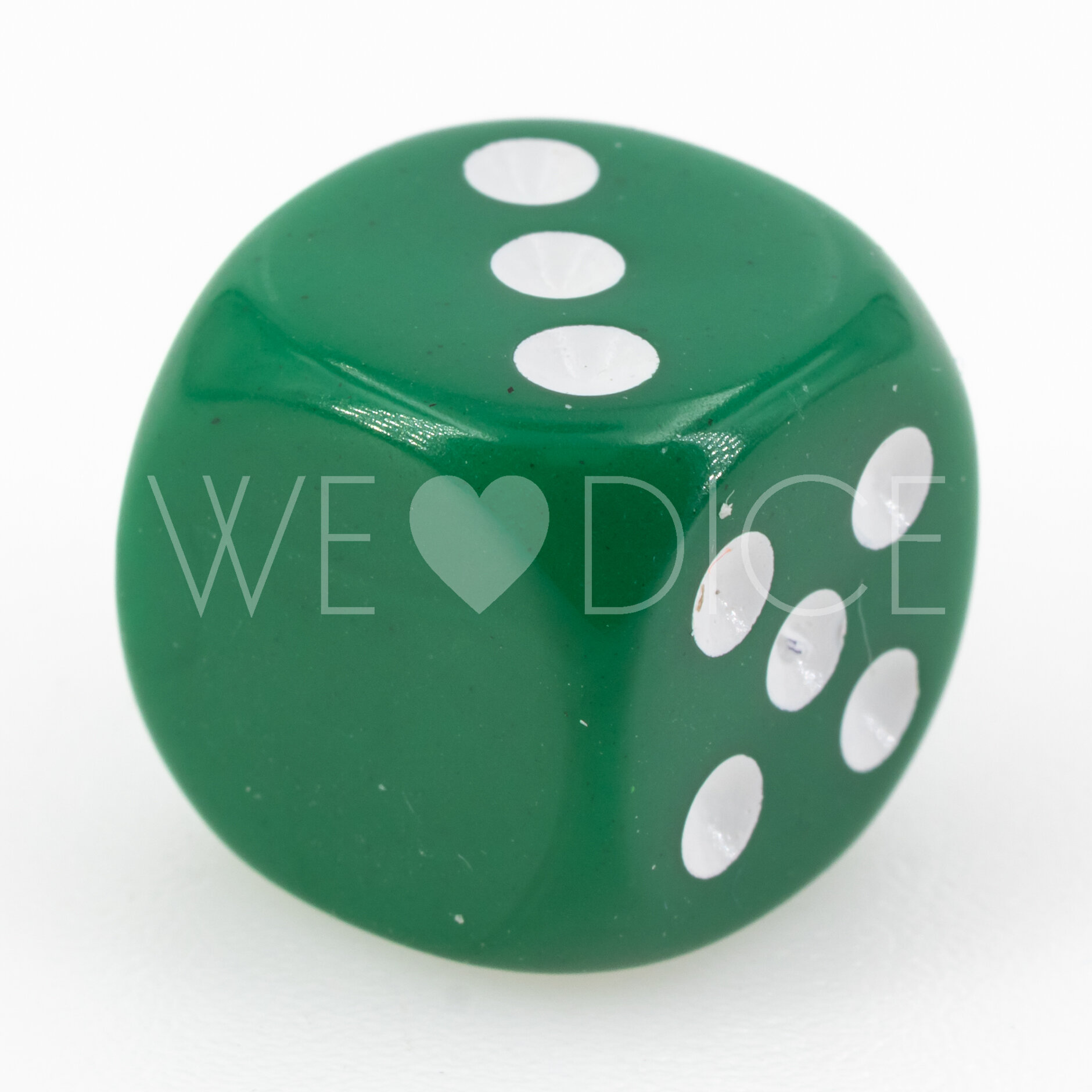 16mm Würfel in dunkelgrün / weiß Satt ohne "6"