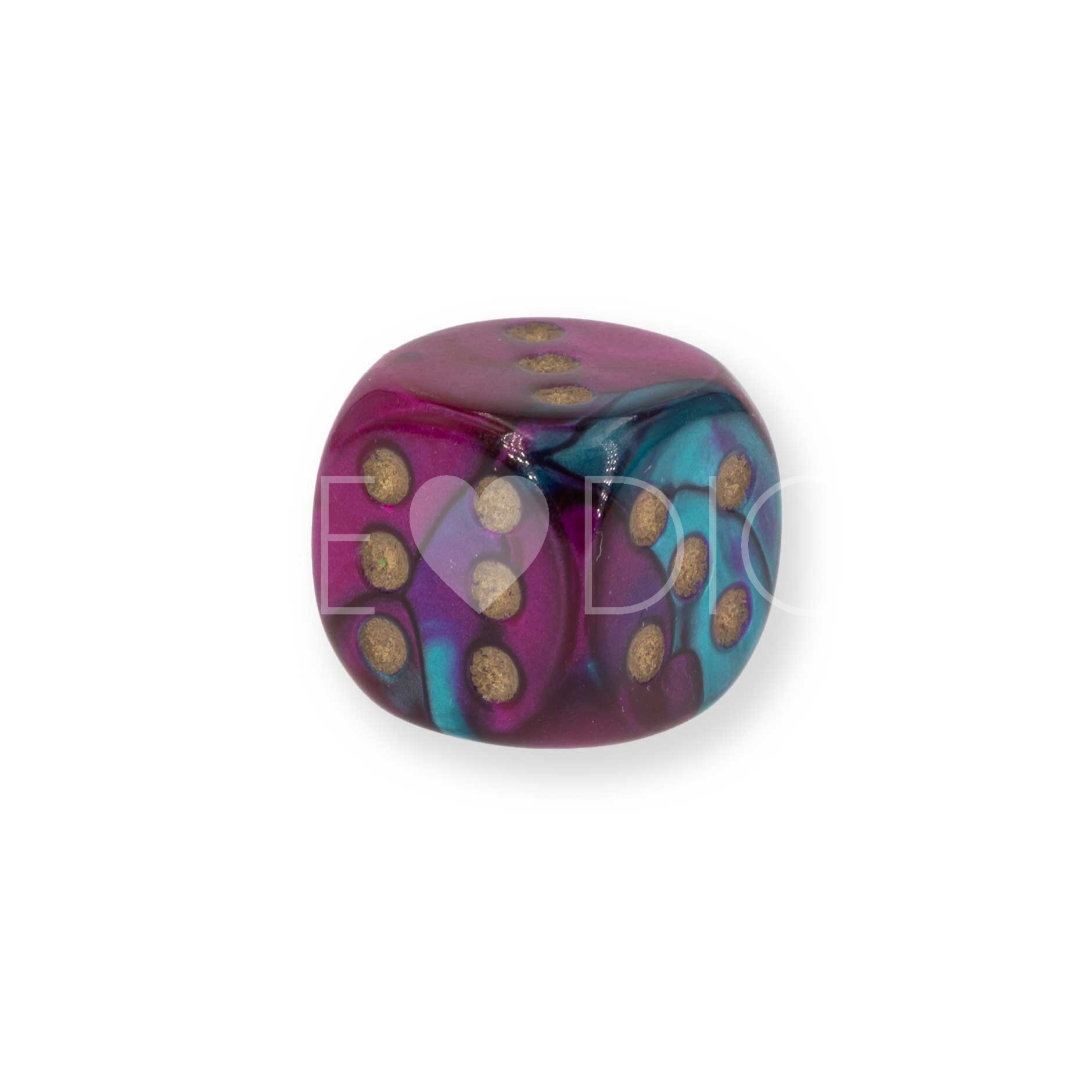 12mm Würfel in Lila-Blaugrün / gold Gemini®