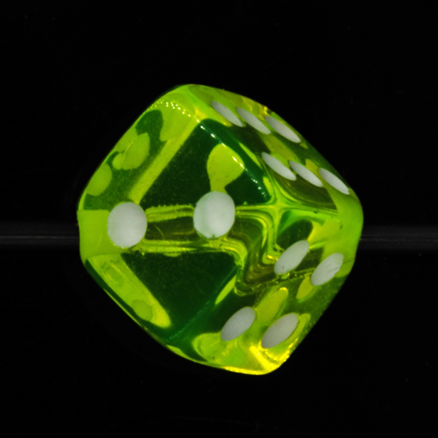8mm Würfelperle  - neon gelb / weiß  Transparent, 