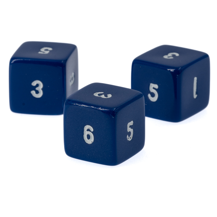 W6 Würfel in dunkelblau / weiß Satt