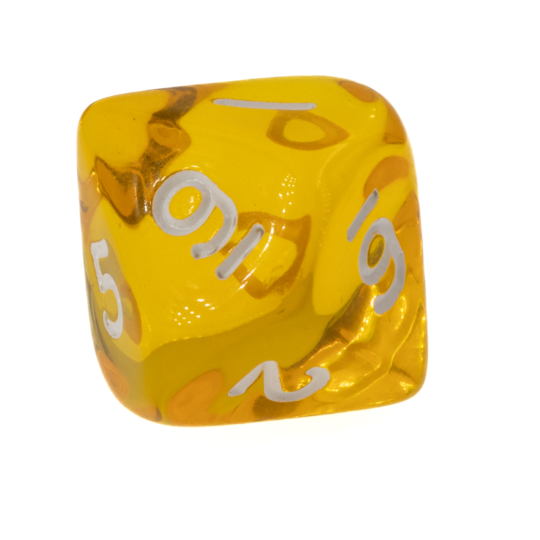 W10 Würfel in gelb transparent / weiß Transparent