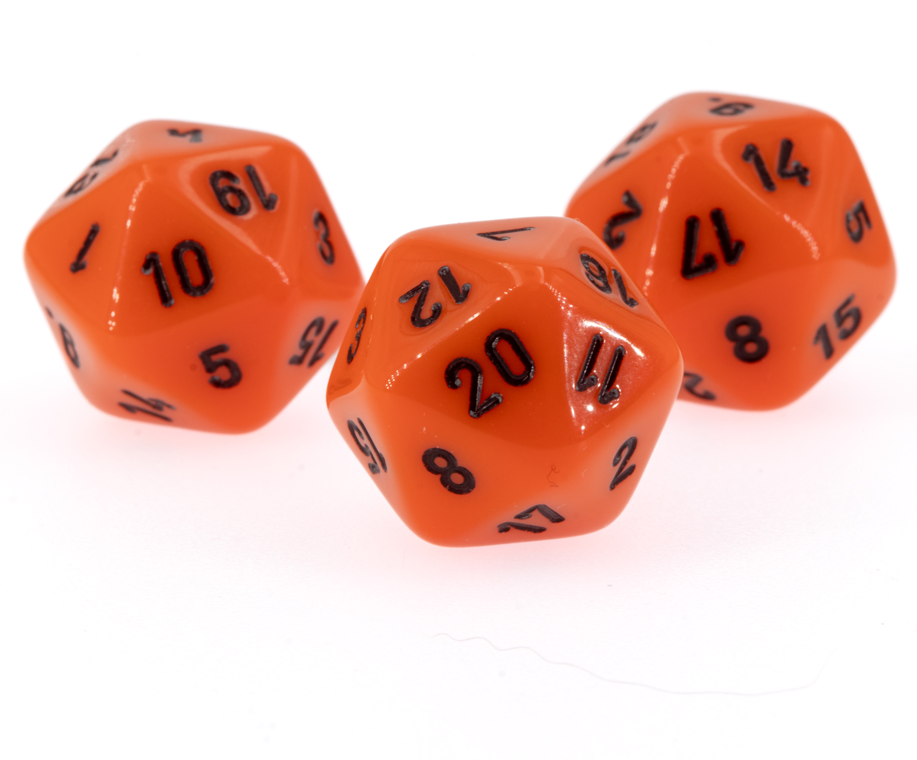 W20 Würfel in orange / schwarz Satt