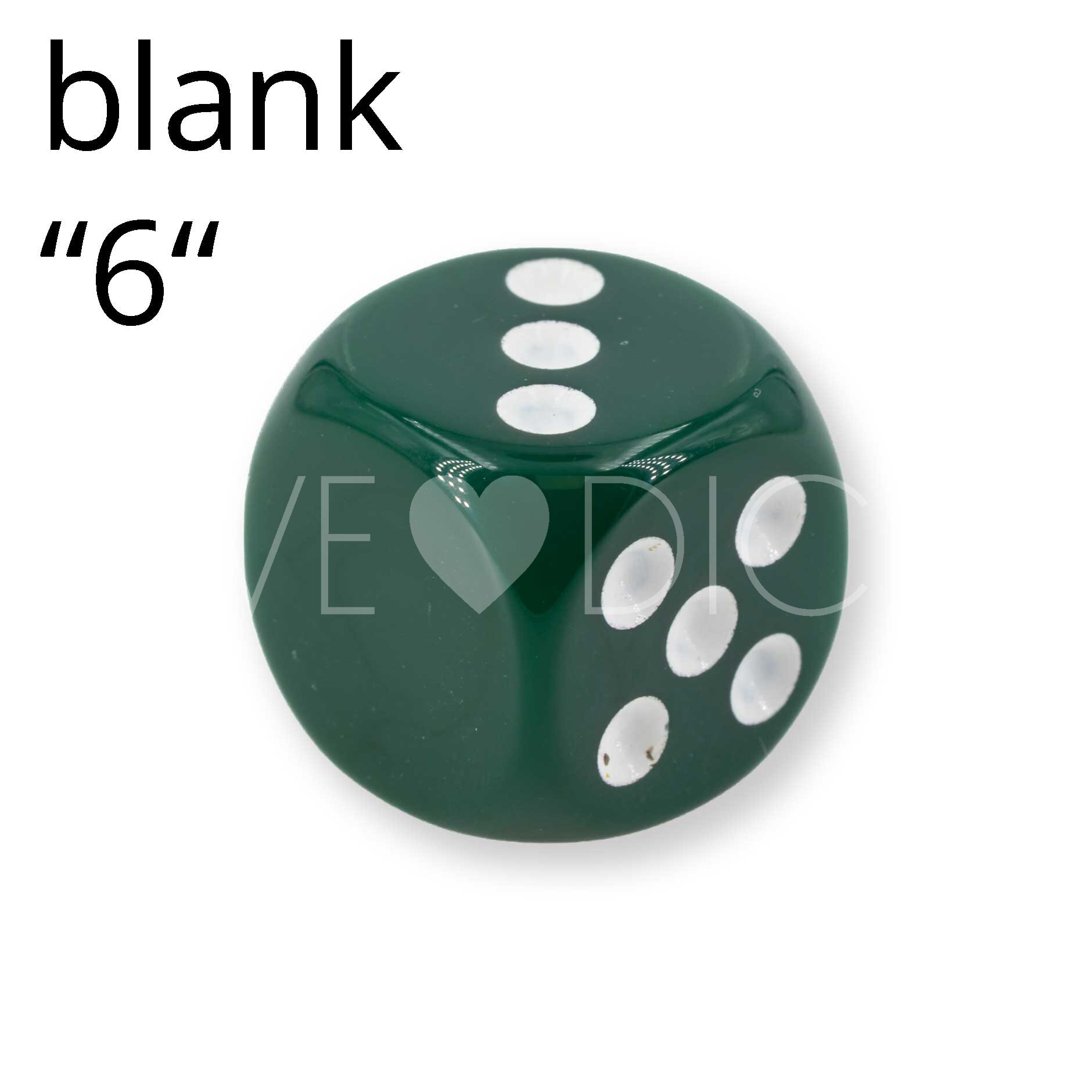 16mm Würfel in dunkelgrün / weiß Satt ohne "6"