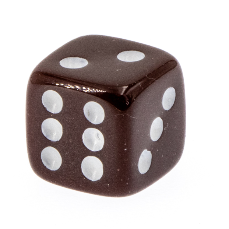 7mm Würfel in braun / weiß Satt