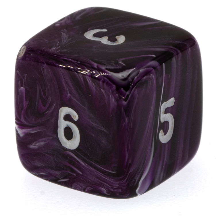 W6 Würfel in lila / weiß Marmor