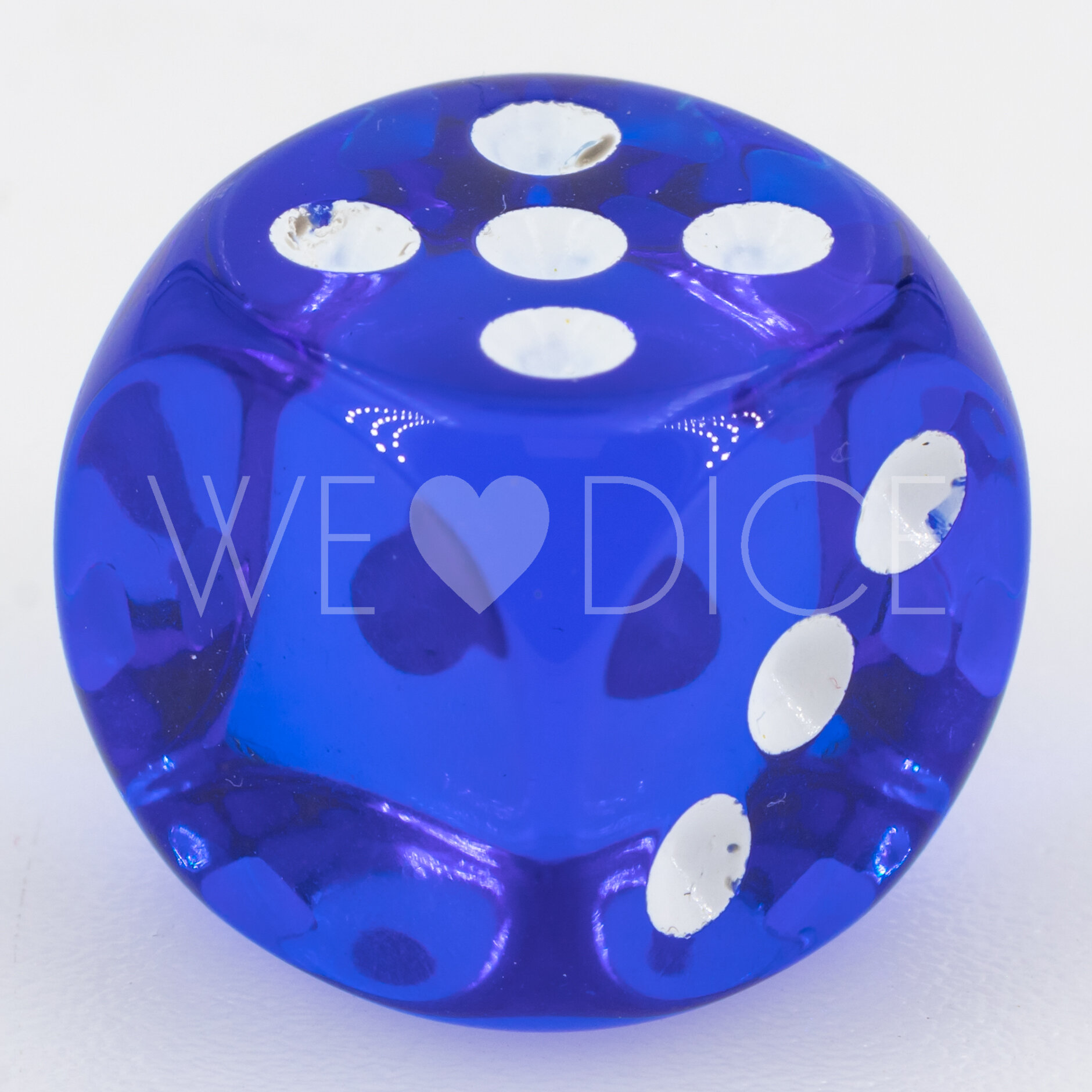 16mm Würfel in dunkelblau / weiß Transparent ohne "1"