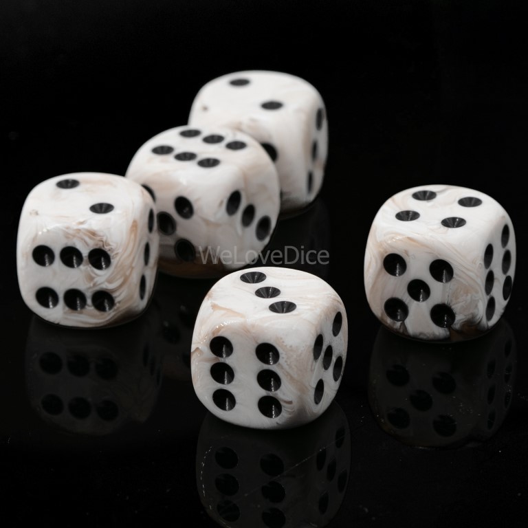 16mm Würfel in beige / schwarz Marmor