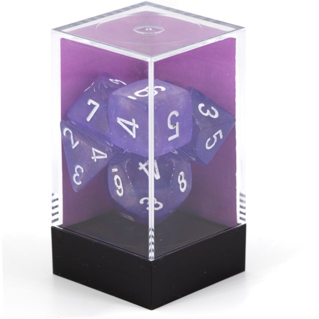 Borealis® Polyhedral Lila / weiß 7-Würfel Set