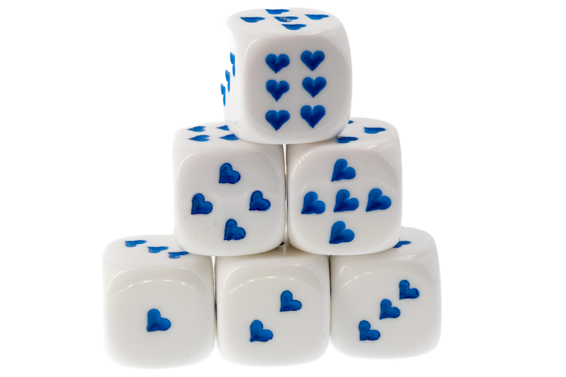 Herz Würfel in weiss / blau Satt