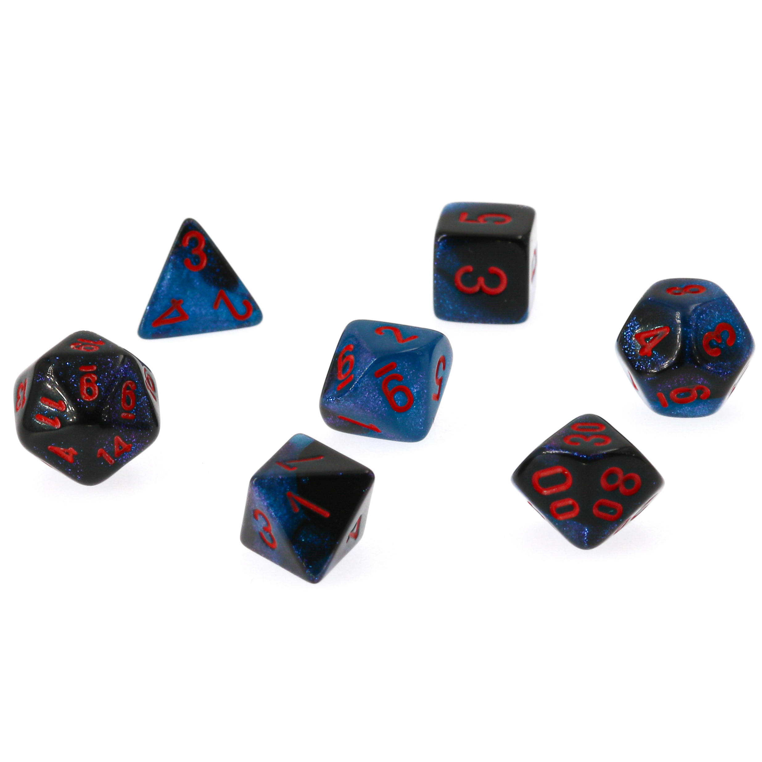 Mini-hedral Gemini® Polyhedral Schwarz-Starlight / rot 7-Würfel Set