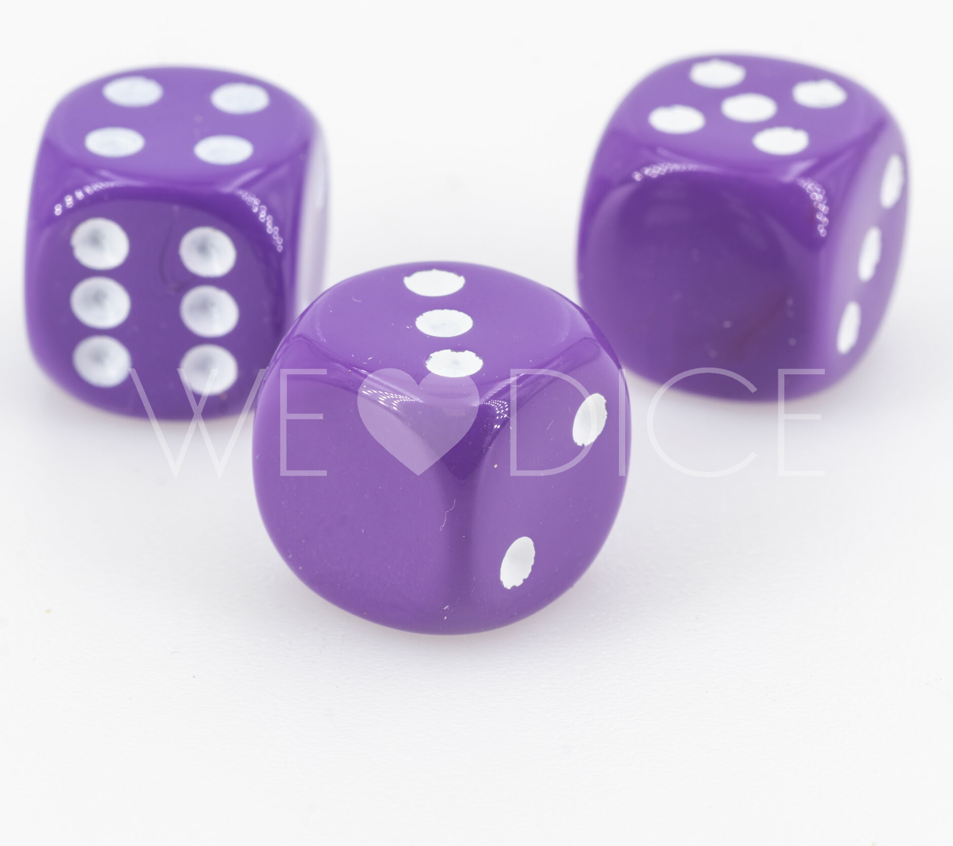 16mm Würfel in lila / weiß Satt ohne "1"