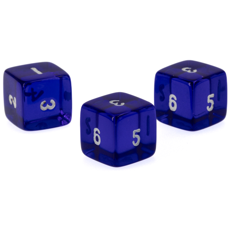 W6 Würfel in dunkelblau / weiß Transparent