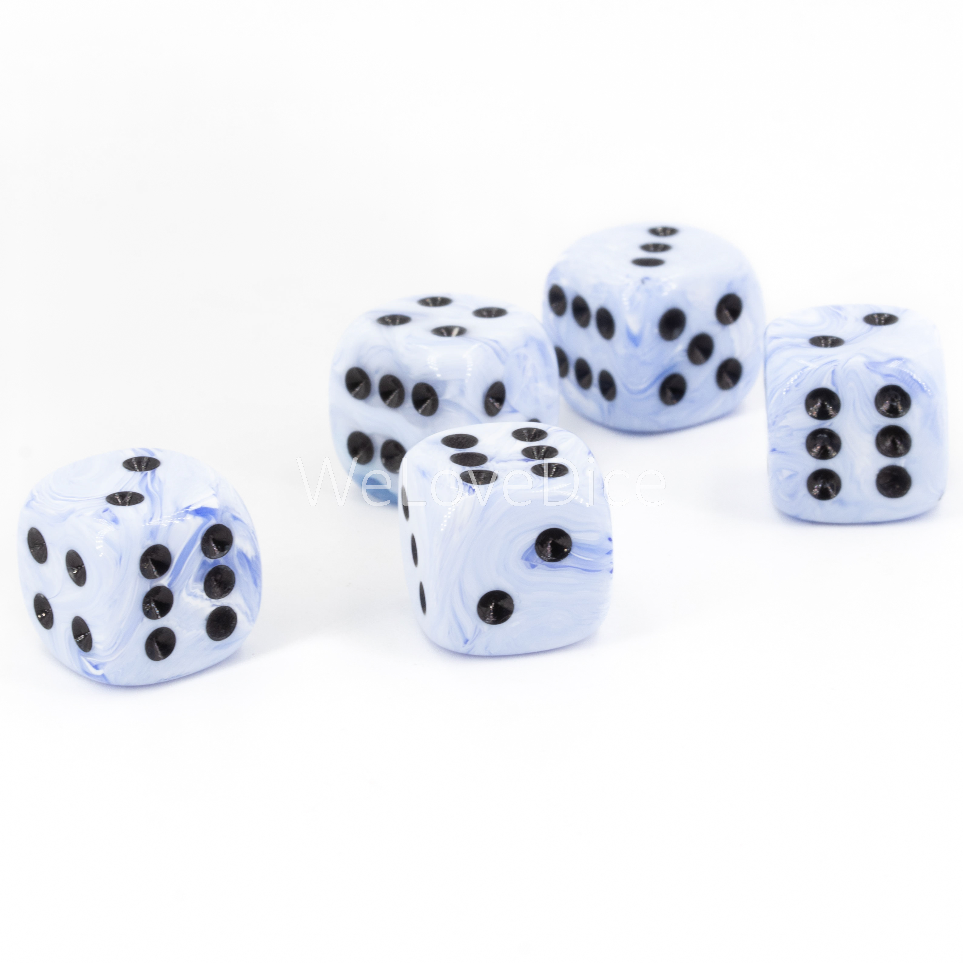 30mm Würfel in ice cream blau / schwarz Marmor