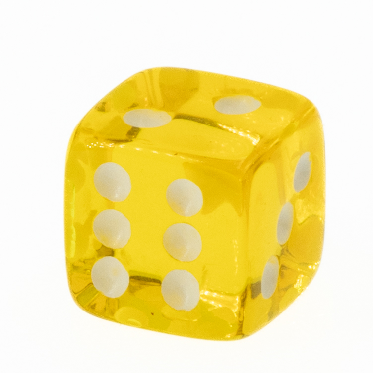 7mm Würfel in gelb transparent / weiß Transparent