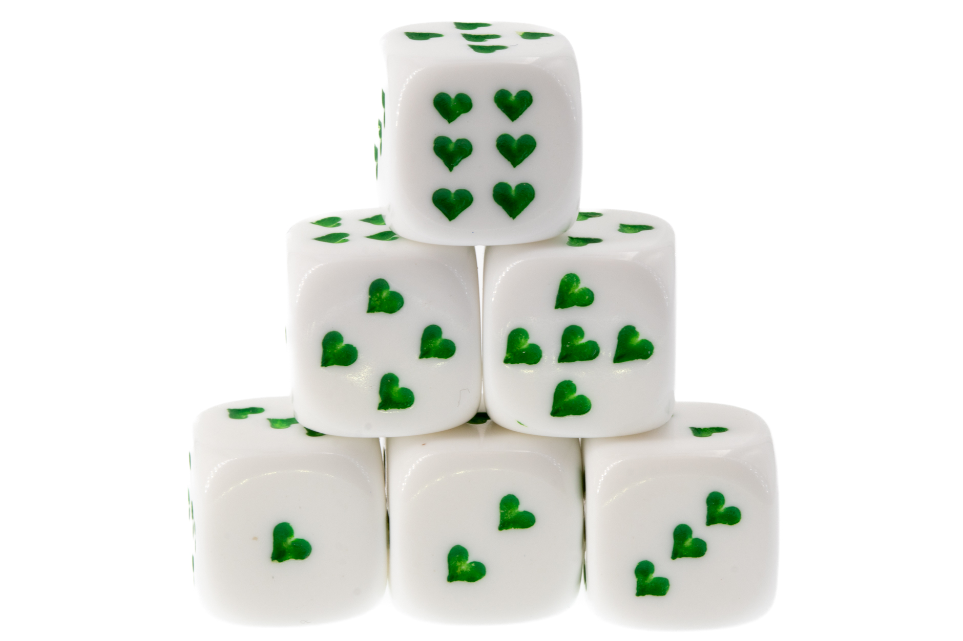 Herz Würfel in weiss / grün Satt