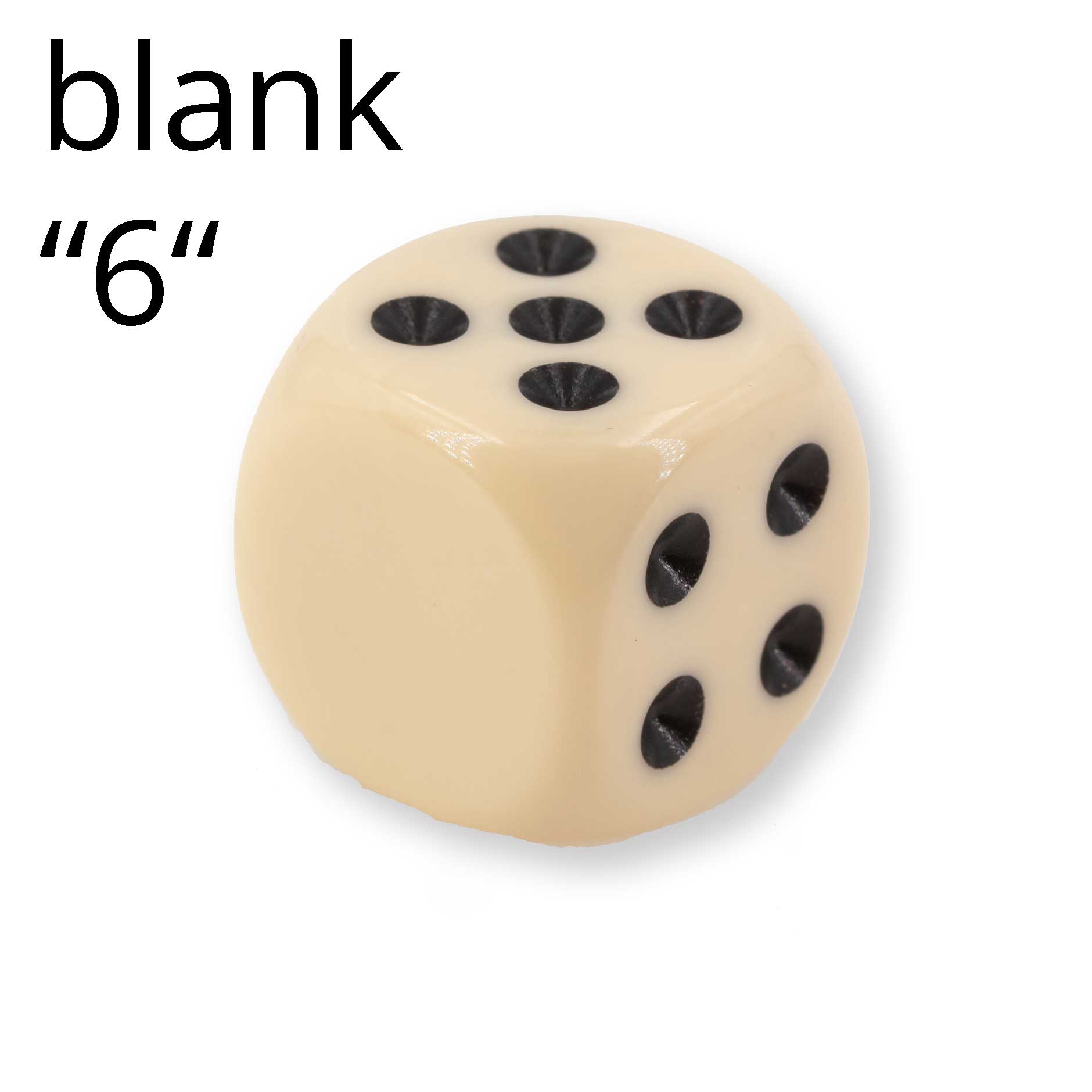 16mm Würfel in elfenbein / schwarz Satt ohne "6"