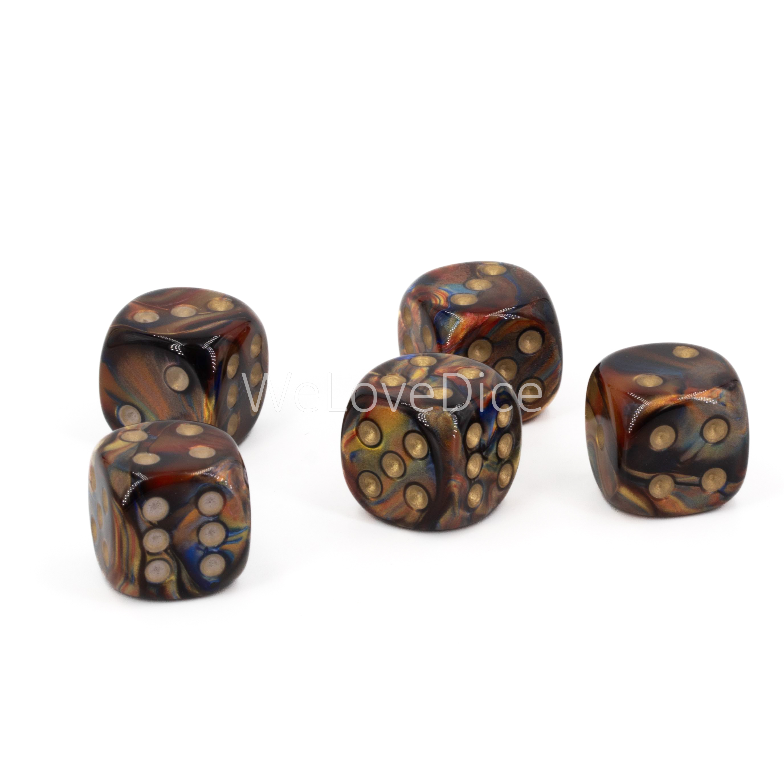 16mm Würfel in braungold / gold Marmor