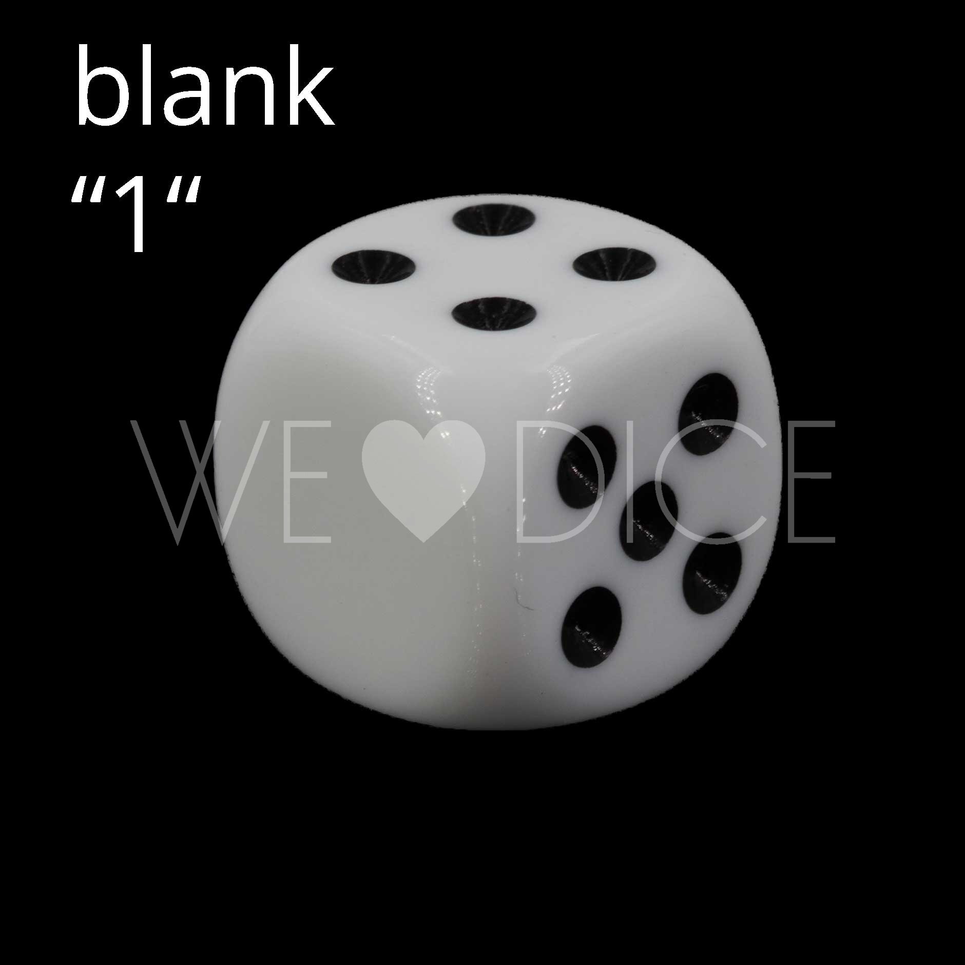 16mm Würfel in weiss / schwarz Satt ohne "1"