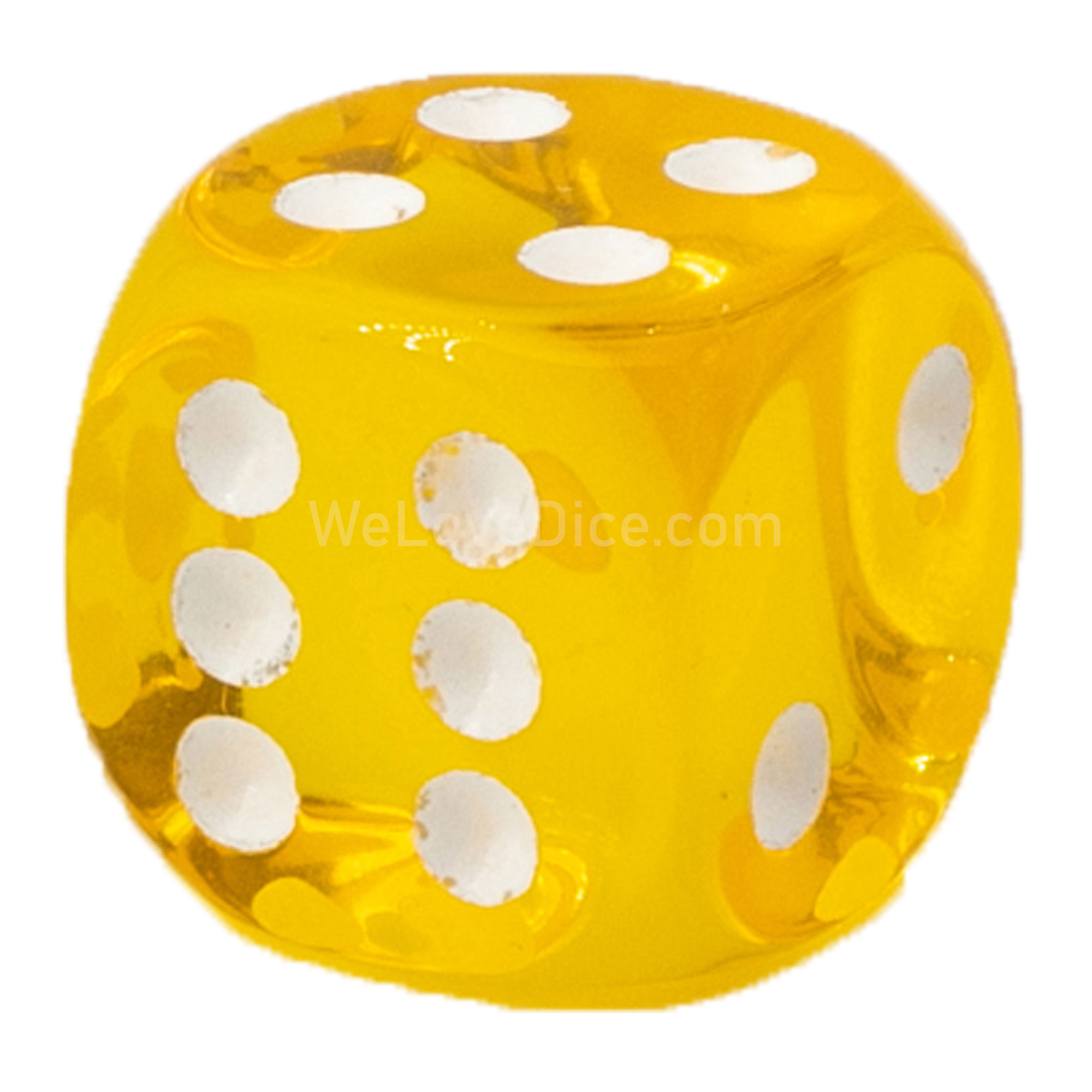 25mm Würfel in gelb transparent / weiß Transparent
