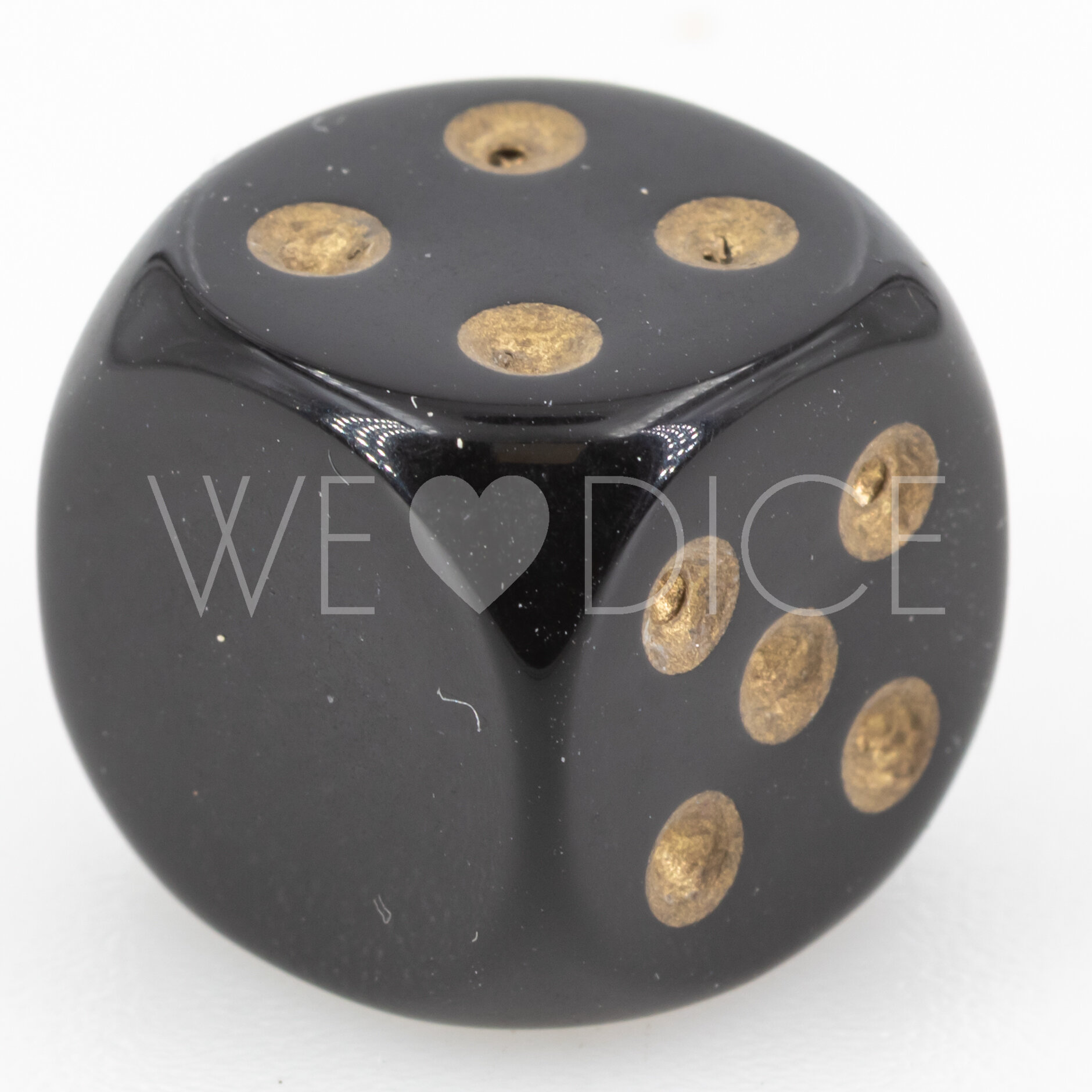 16mm Würfel in schwarz / gold Satt ohne "1"