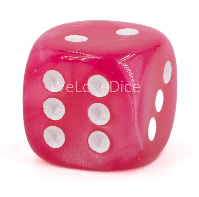 14mm Würfel in Pink / weiß Seide