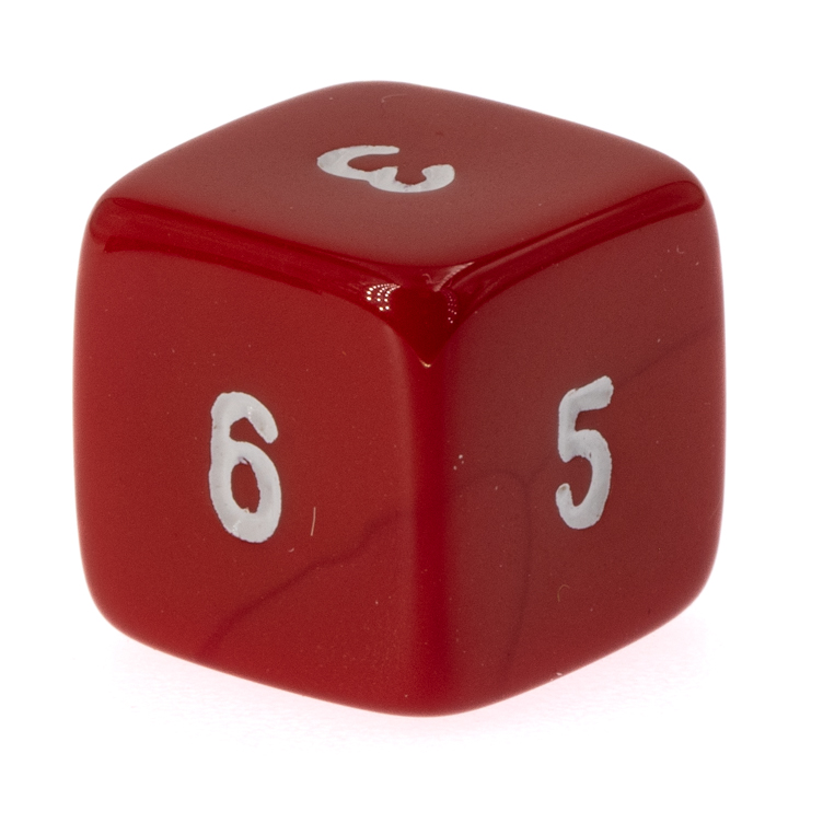 W6 Würfel in rot / weiß Satt