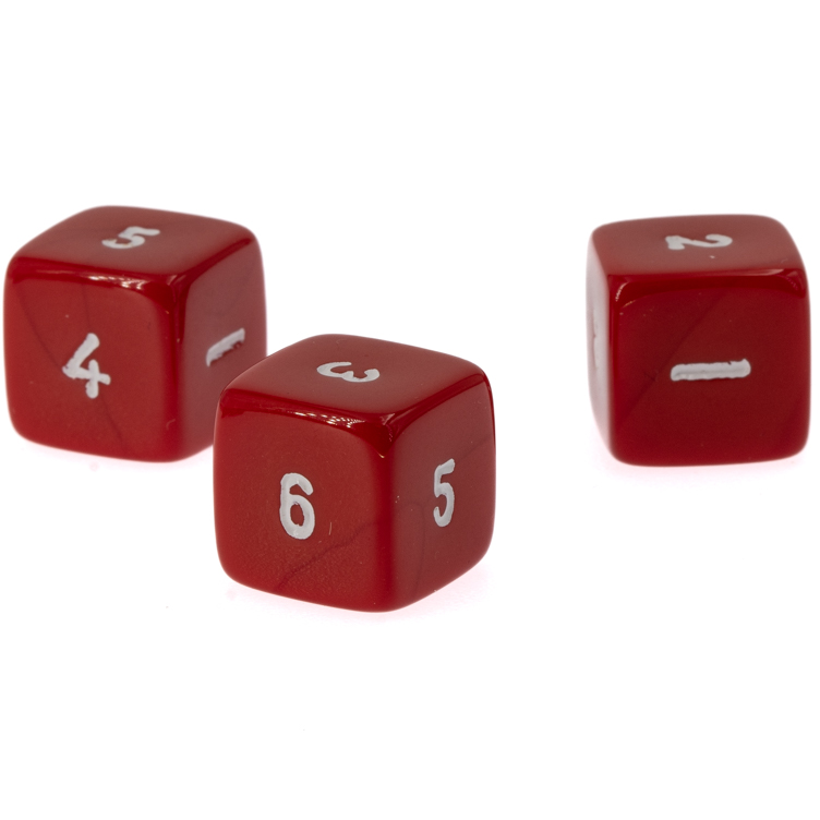 W6 Würfel in rot / weiß Satt