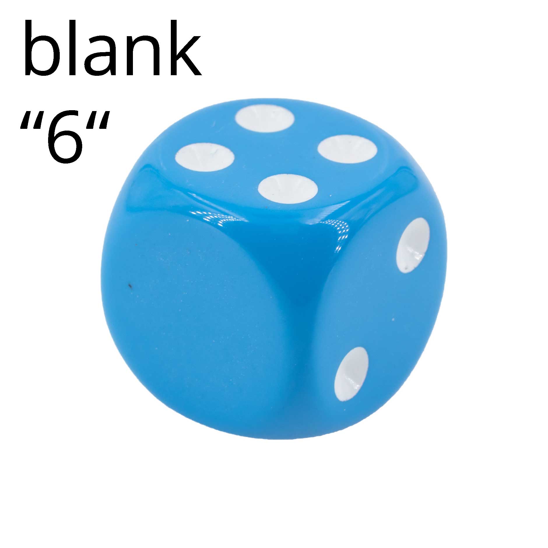 16mm Würfel in hellblau / weiß Satt ohne "6"