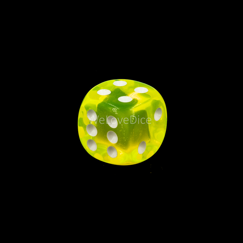 10mm Würfel in neon gelb / weiß Transparent