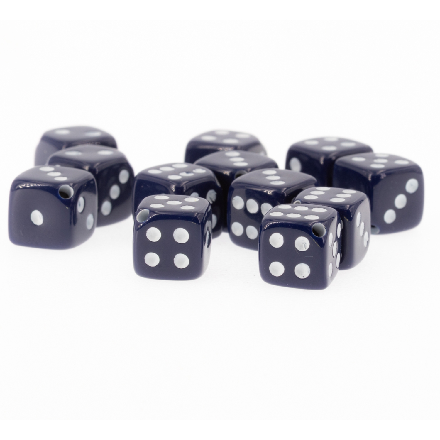 8mm Würfelperle  - dunkelblau / weiß  Satt, 