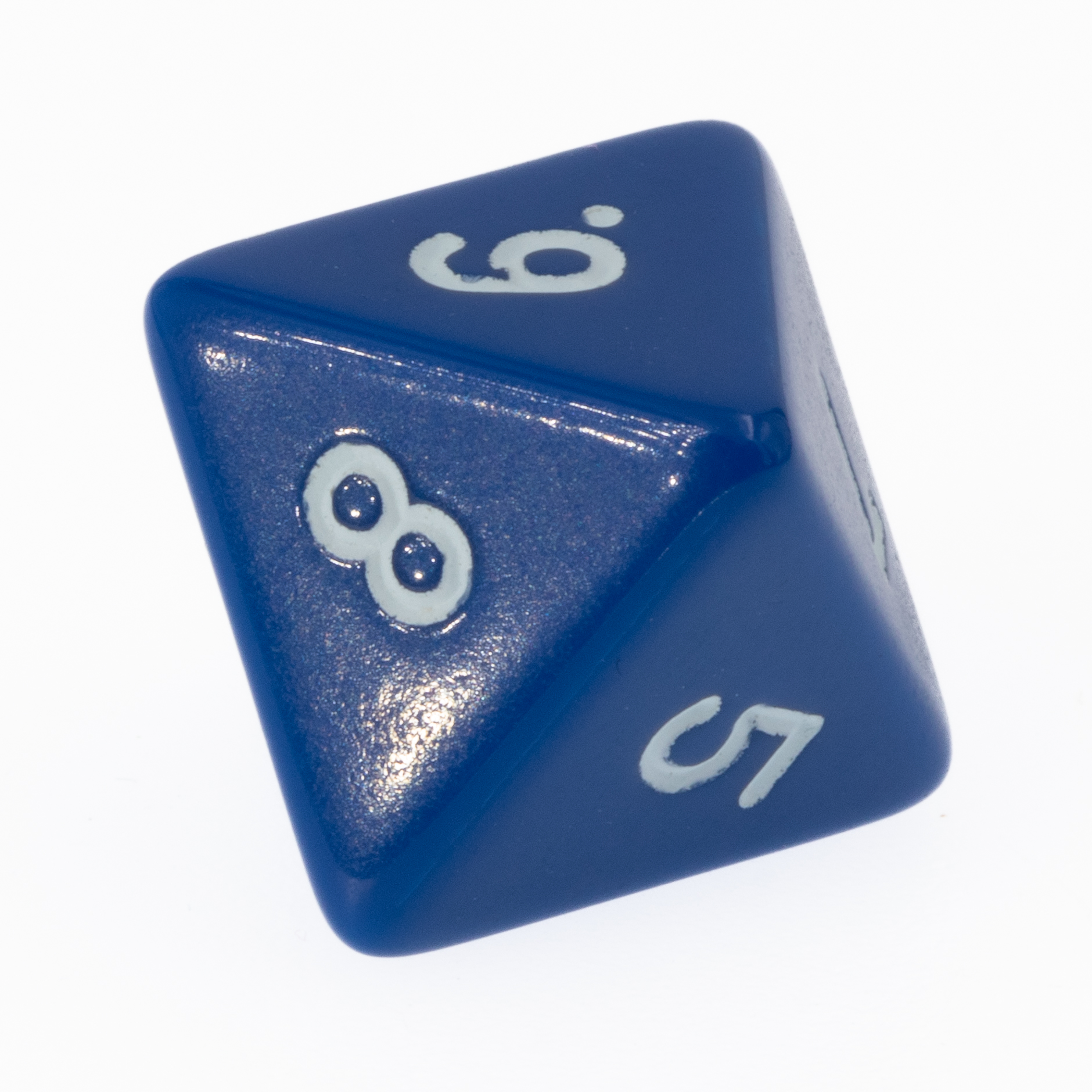 W8 dice in dunkelblau / weiß Satt