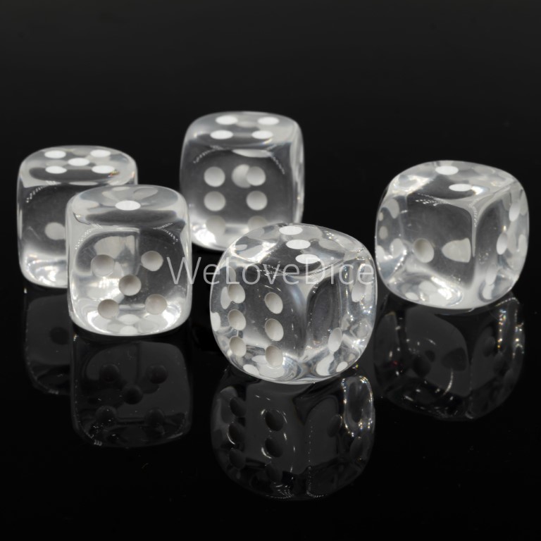 18mm Würfel in glasklar / weiss Transparent