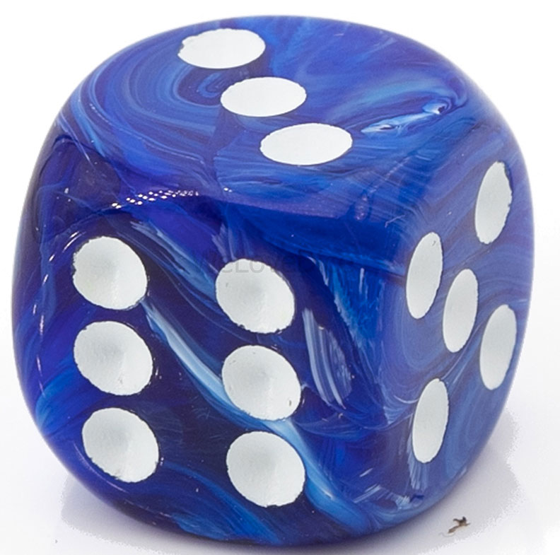 50mm Würfel in blau  / weiß Marmor