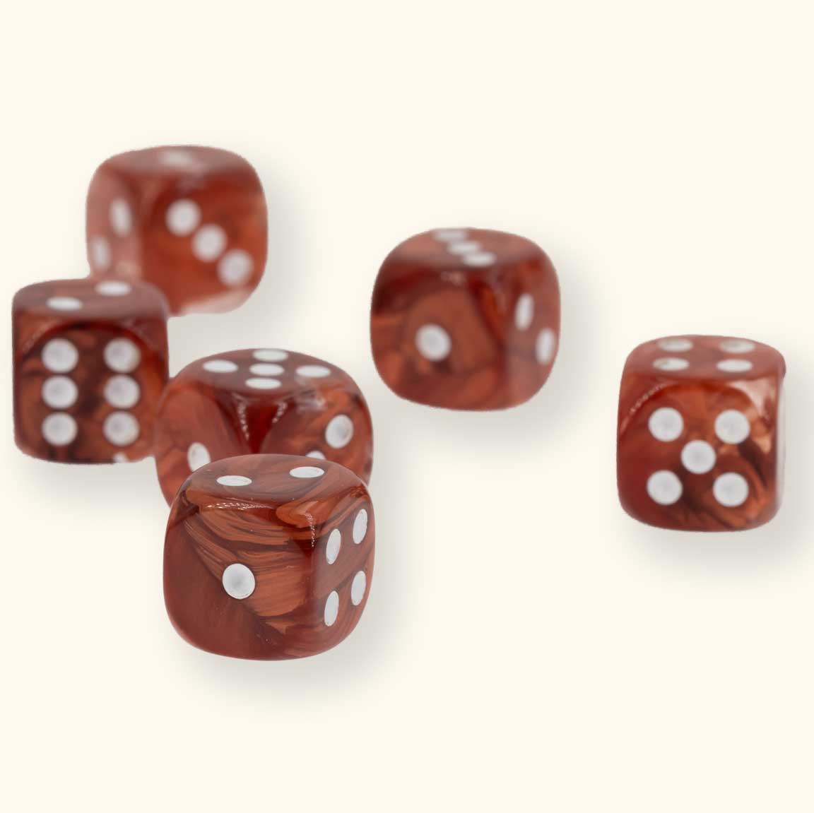 16mm Würfel in kupfer braun / weiß Seide
