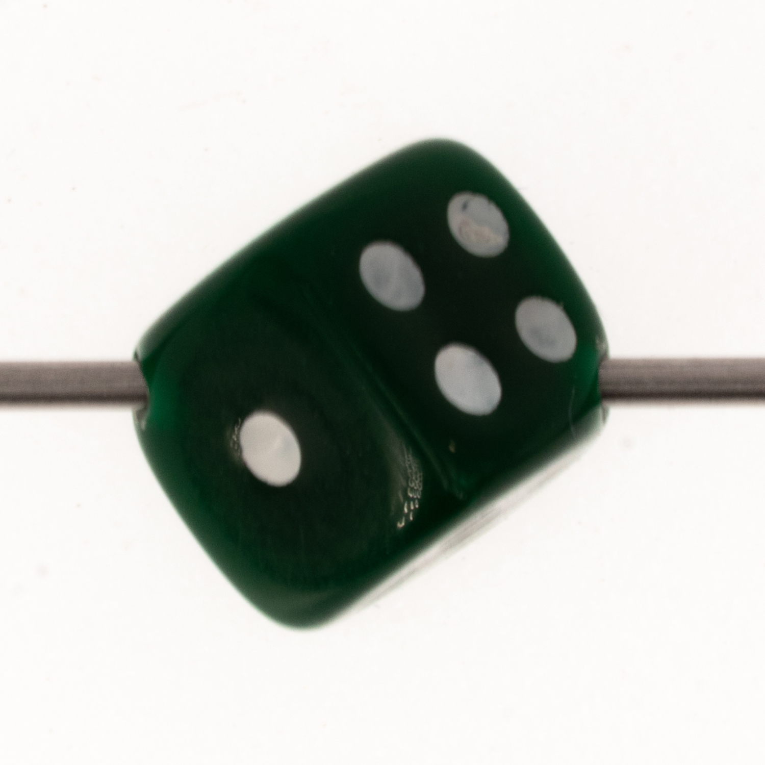 8mm Würfelperle  - dunkelgrün / weiß  Satt, 