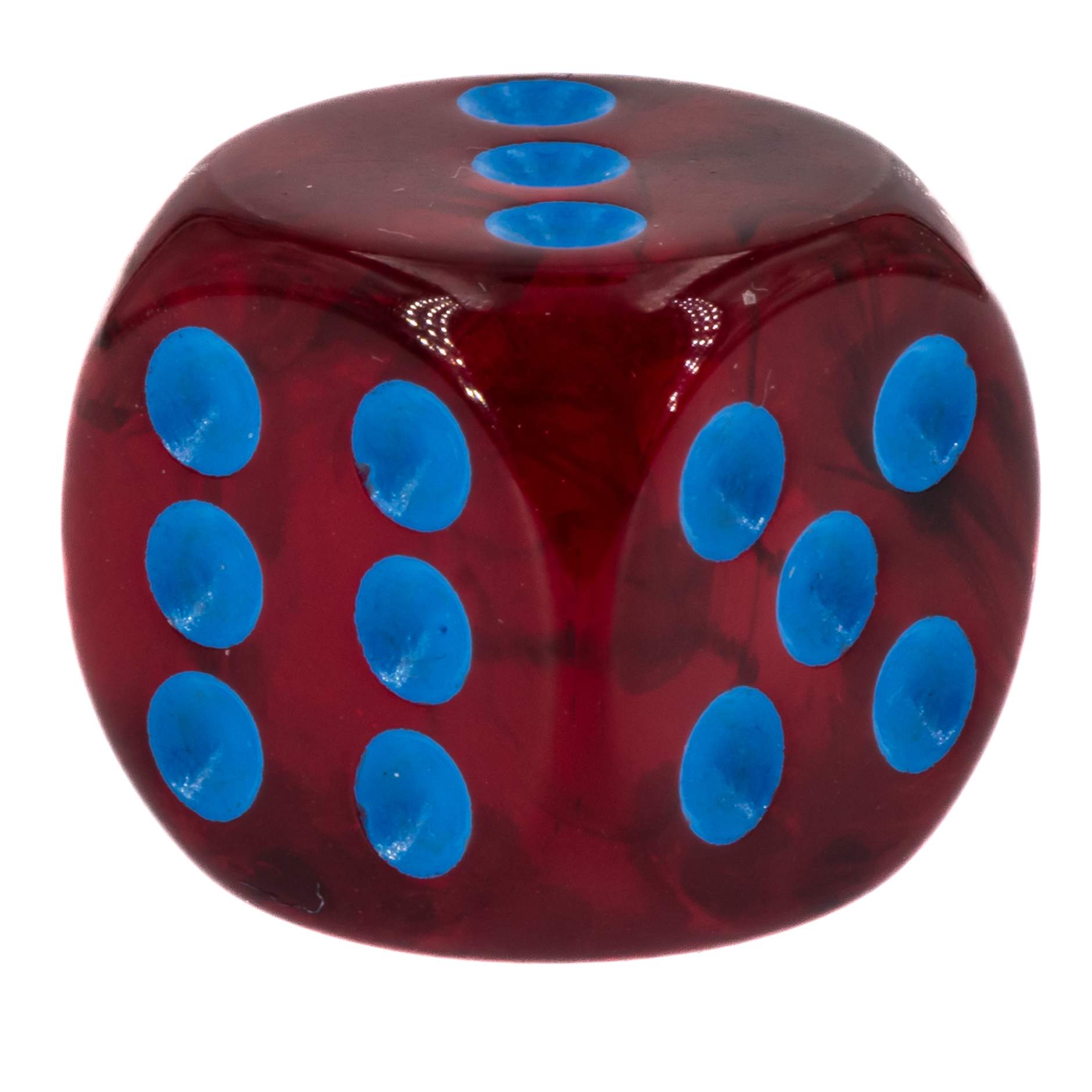 16mm Würfel in blutrot / blau Seide