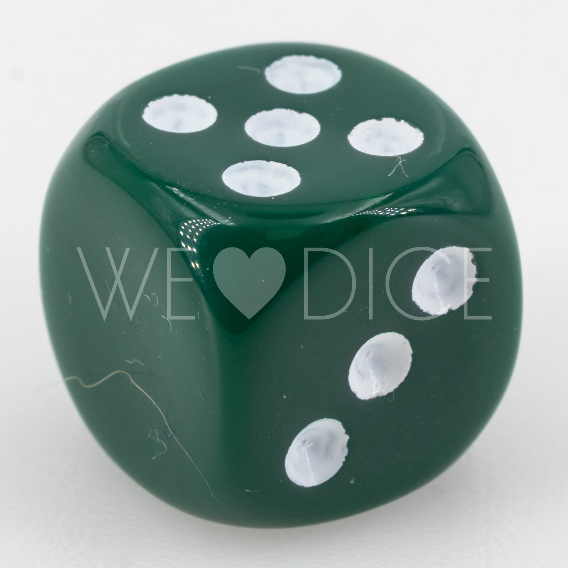 16mm Würfel in dunkelgrün / weiß Satt ohne "1"