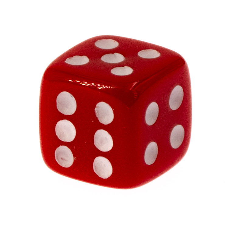 7mm Würfel in rot / weiß Satt