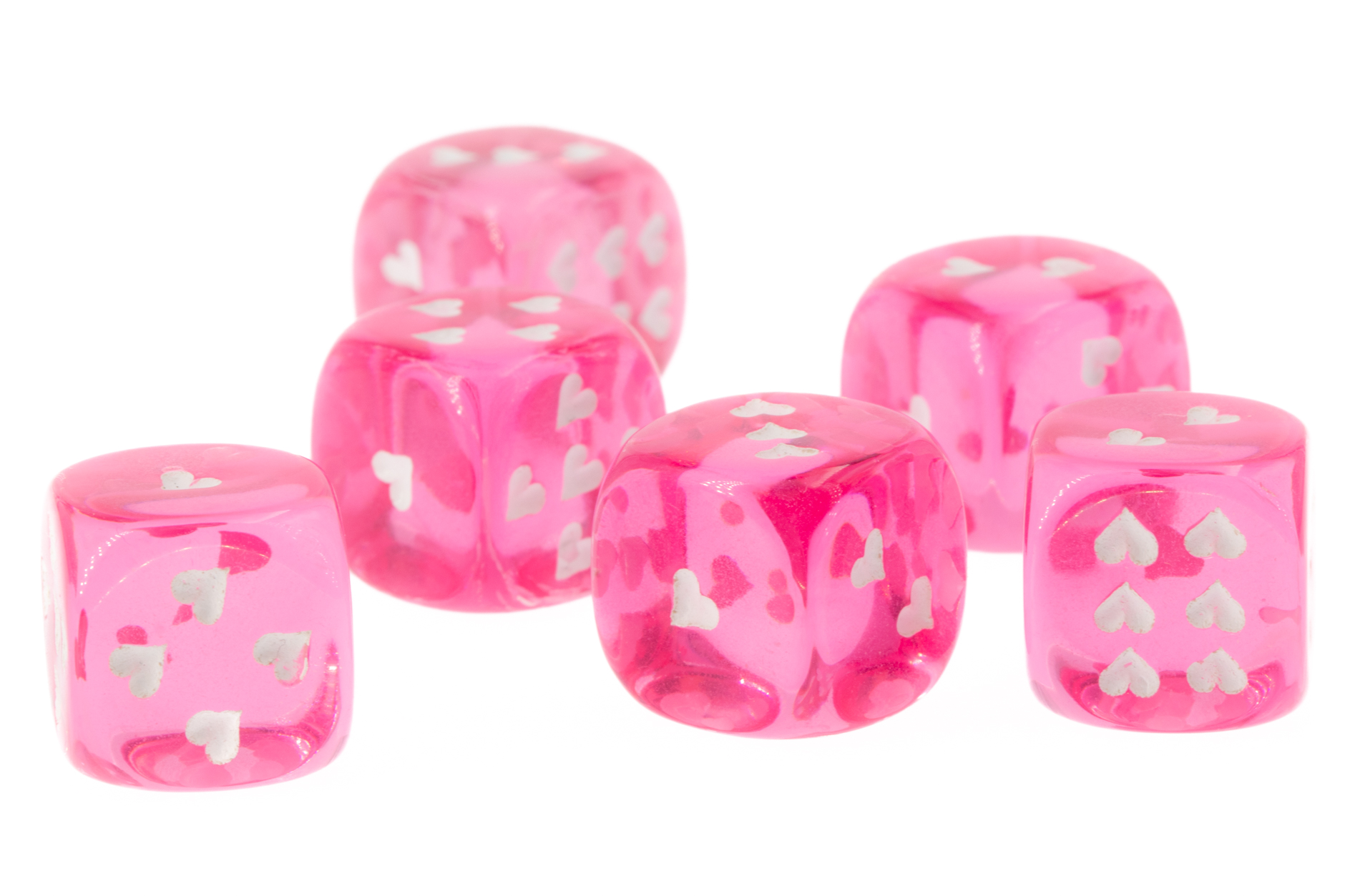 Herz Würfel in rosa / weiß Transparent