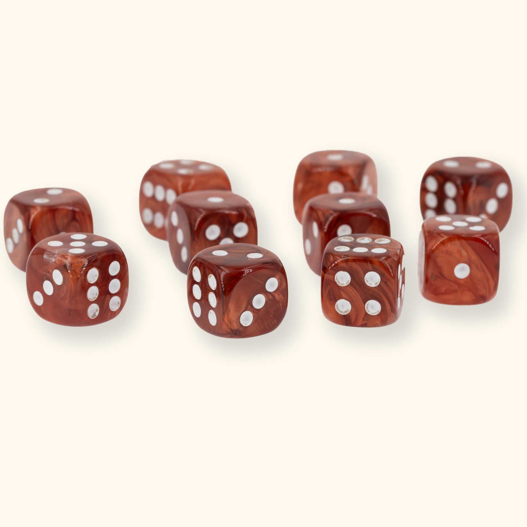 16mm Würfel in kupfer braun / weiß Seide
