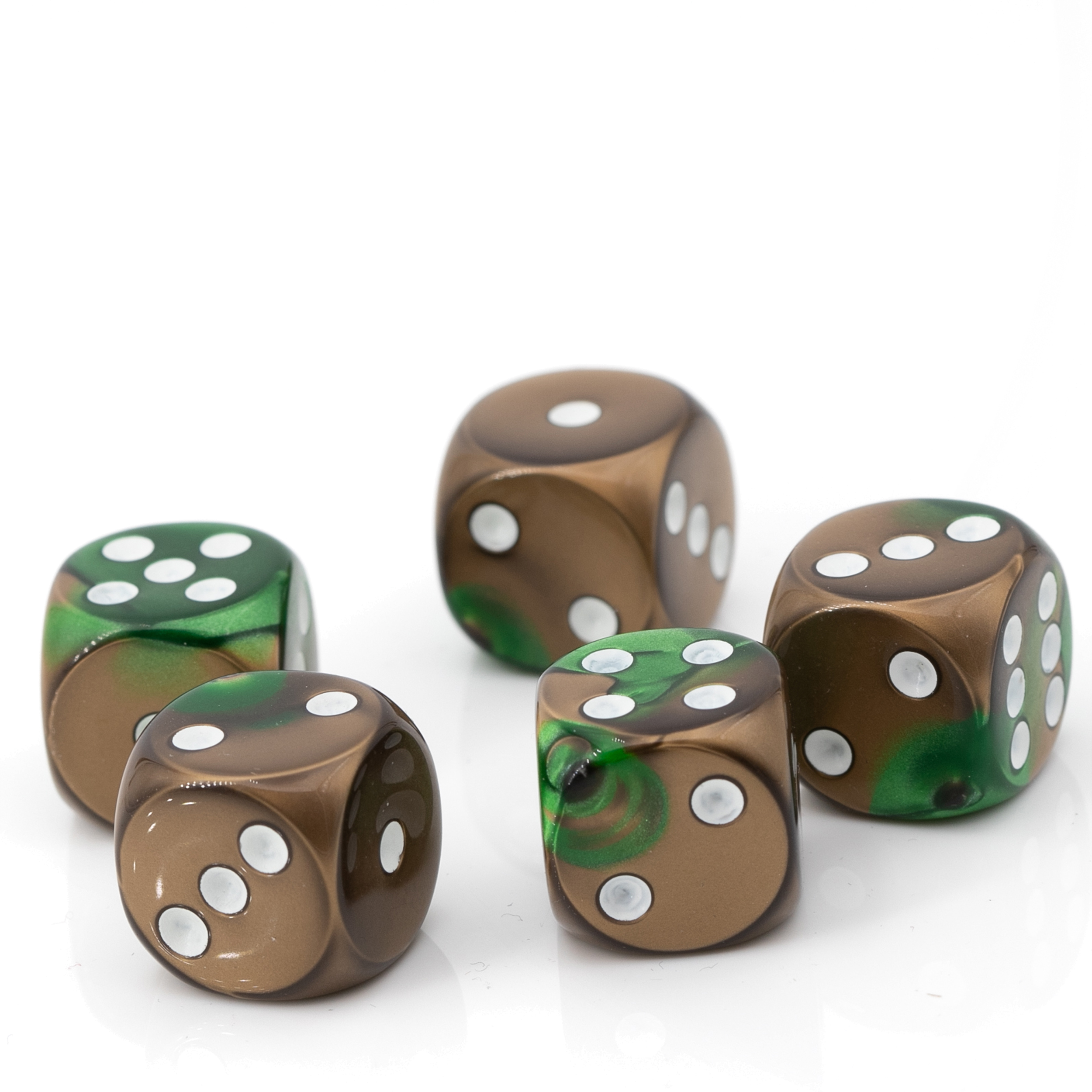 16mm Würfel in bleichgod grün / weiß 2-Ton