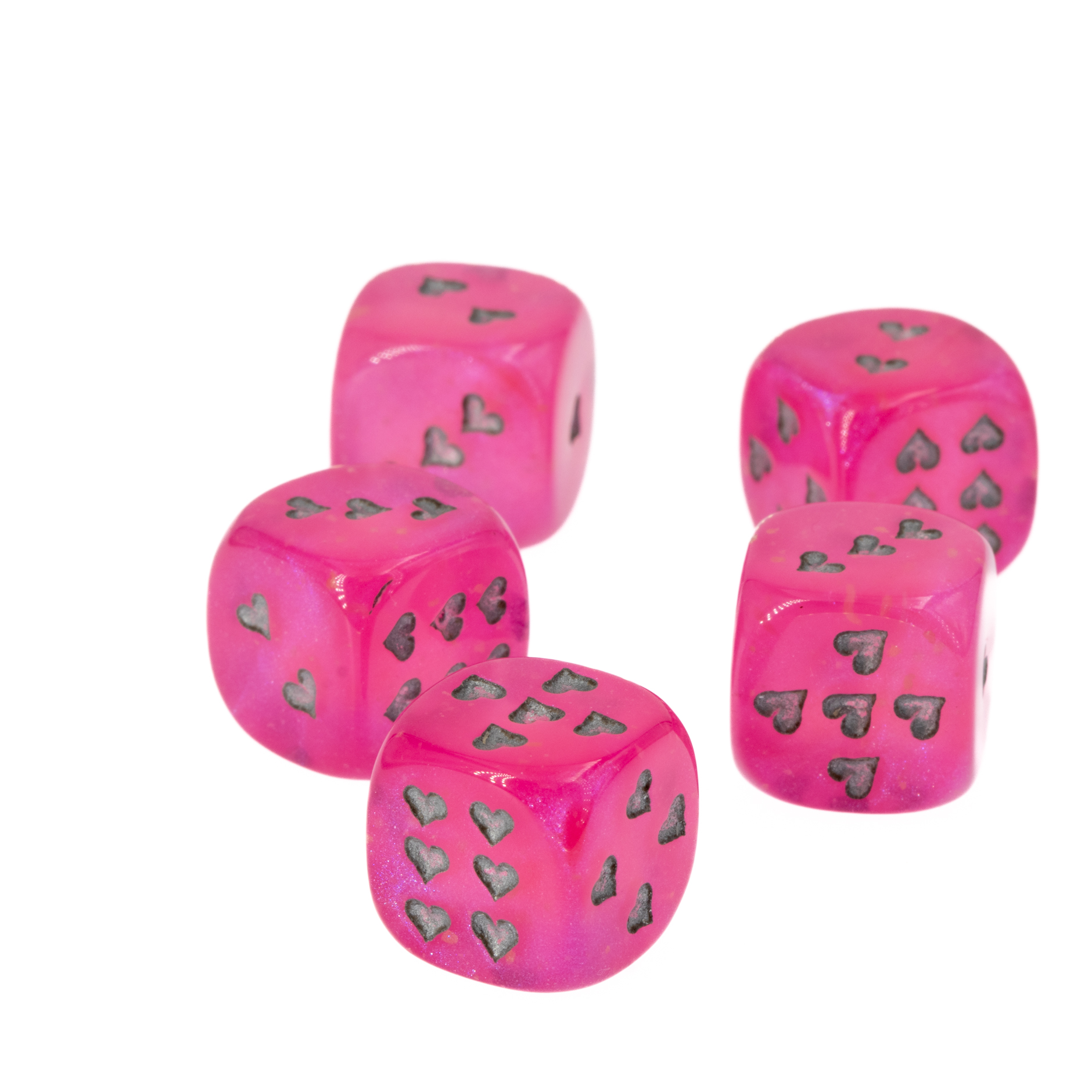 Herz Würfel in Pink / silber Borealis