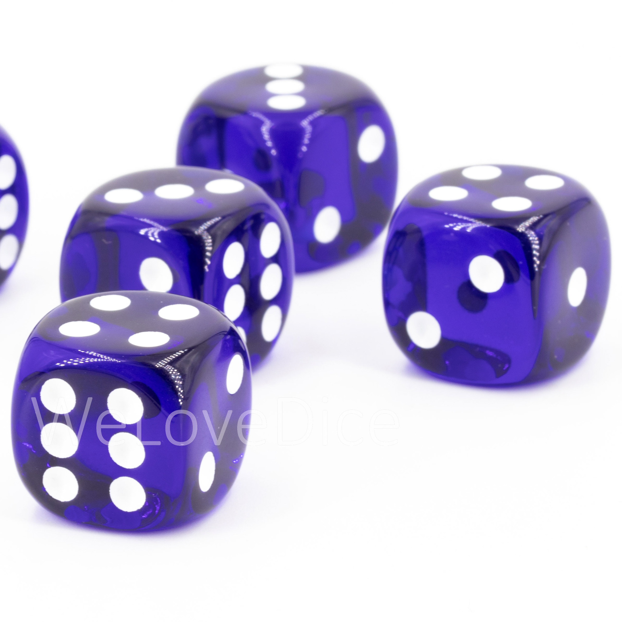 16mm Würfel in dunkelblau / weiß Transparent