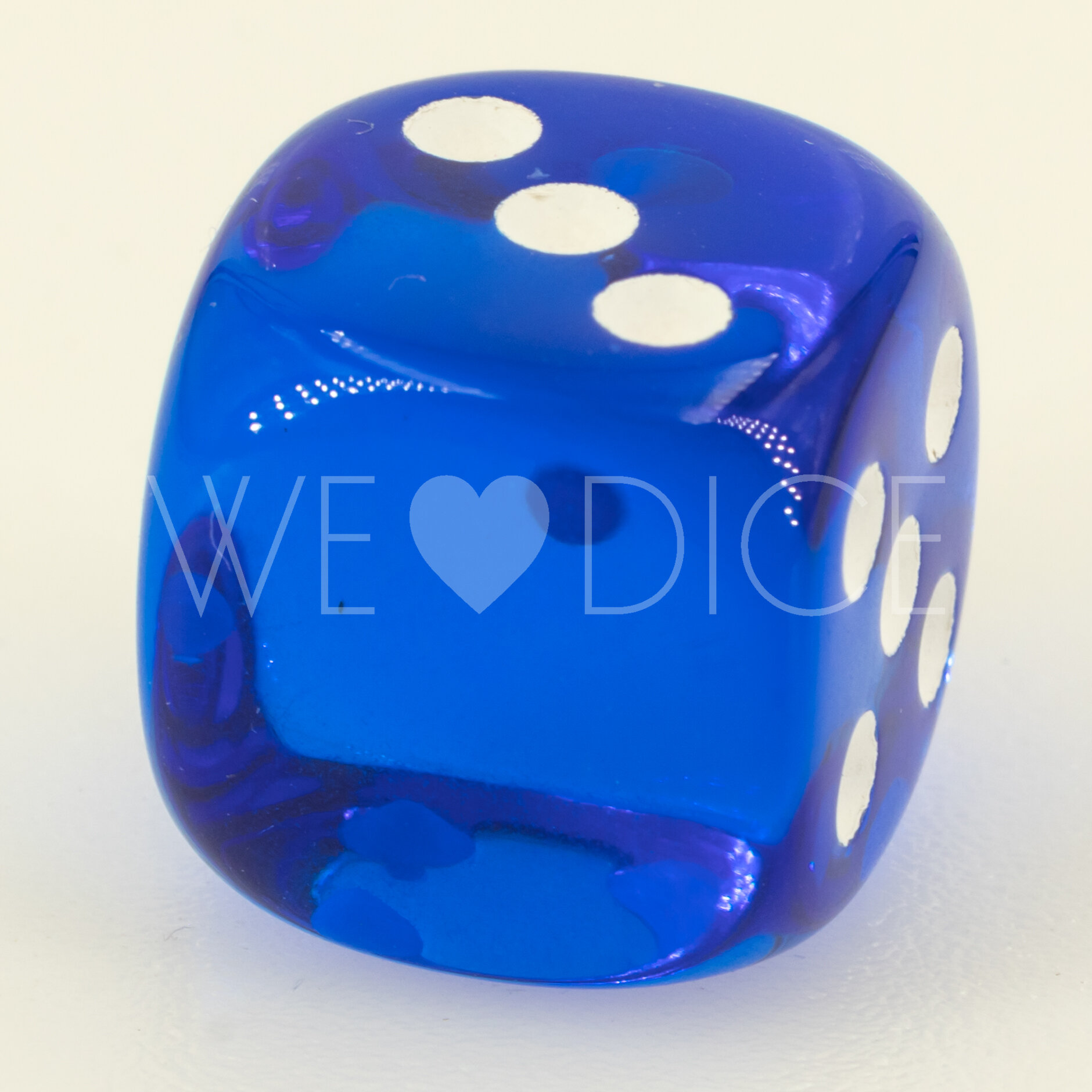 16mm Würfel in dunkelblau / weiß Transparent ohne "6"