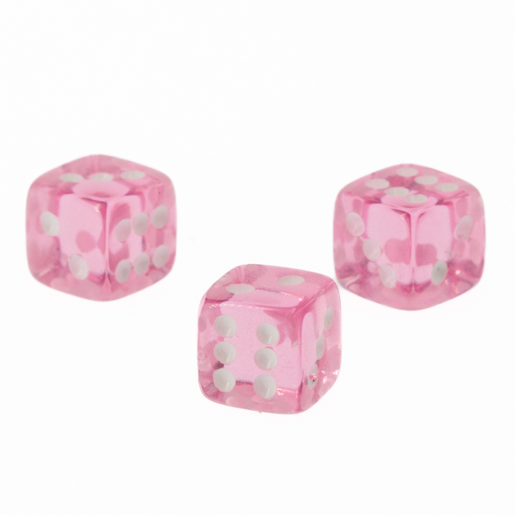 8mm Würfel in rosa / weiß Transparent