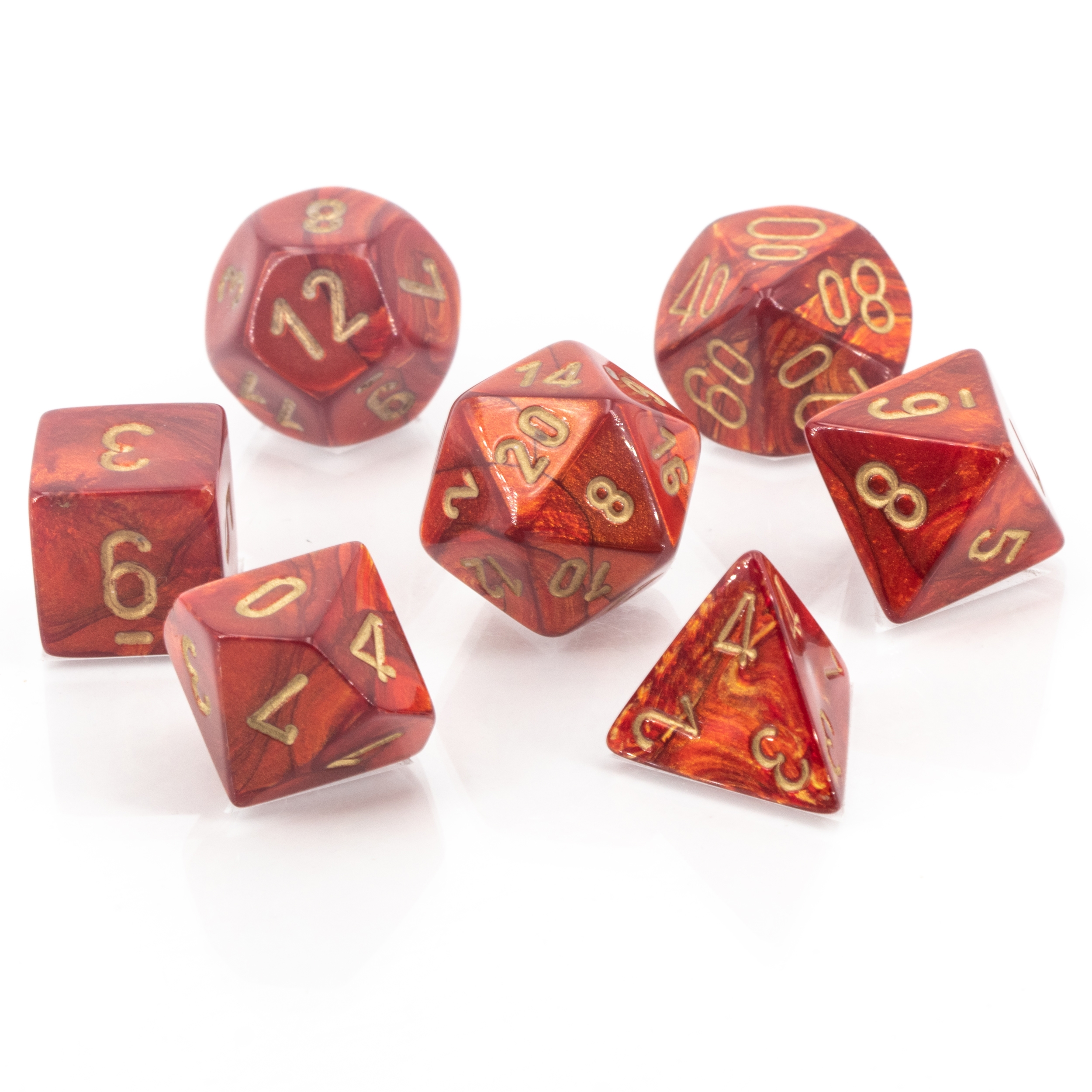 Mega-hedral™  Scarab® Polyhedral Scarlet / Gold 7-Würfel Set